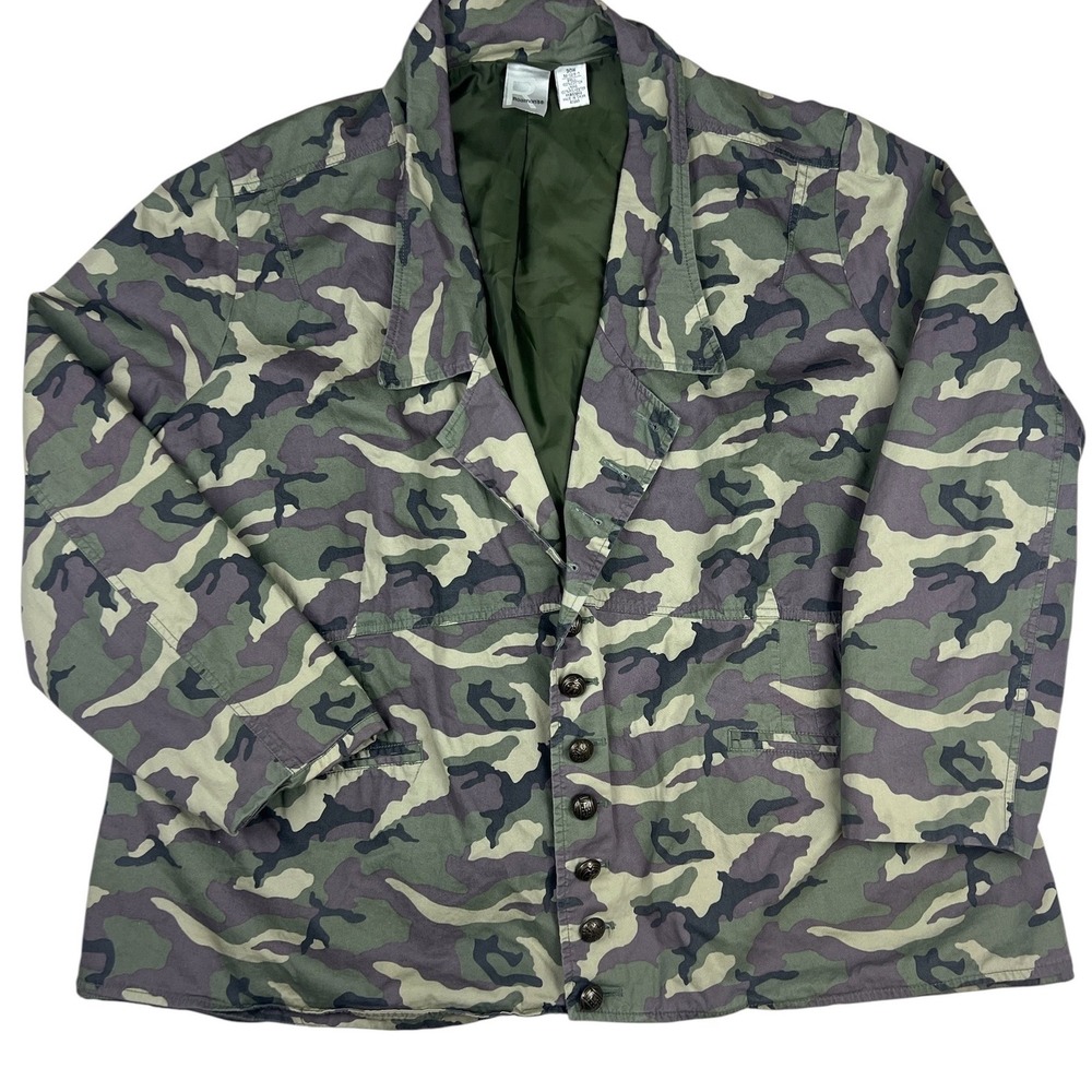Roaman's Camo Blazer 30W Green Purple Camouflage Utility Military Edgy Casual